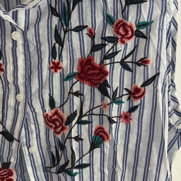 Zara Striped Sleeveless Dress with Floral Embroidery - Picture 2 of 3